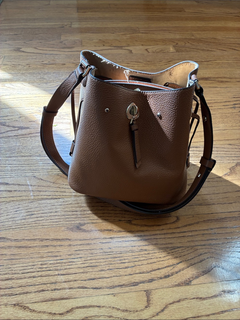 Kate Soade cognac Pebbled Leather Bucket Bag - Everyday Crossbody